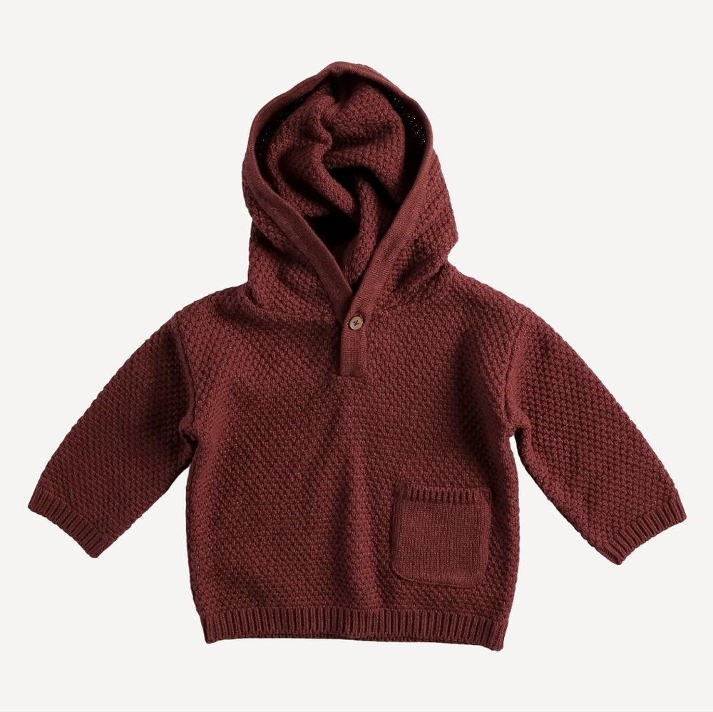 NWT 7Y Kate Quinn hooded pocket sweater spiced apple textured cotton knit